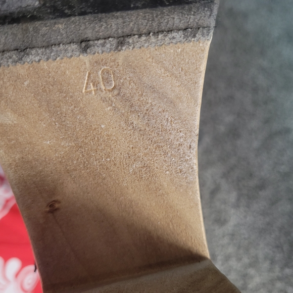 Women's Black Suede & Leather Clog Boots - Mid Calf - Picture 2 of 10